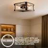 imageSylvania 13quot Flushmount Light Fixture with Night Light with 90 LMS 2Bulb Hardwire Indoor Faux WoodBlack Matte  1 Pack 63585