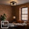 imageSylvania 13quot SemiFlush Mount Light Fixture with Night Light with 90 LMS 3Bulb Hardwire Indoor Faux WoodBlack Matte  1 Pack 63586