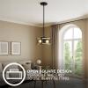 imageSylvania 13quot SemiFlush Mount Light Fixture with Night Light with 90 LMS 3Bulb Hardwire Indoor Faux WoodBlack Matte  1 Pack 63586