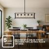 imageSylvania 27quot Island Pendant Light Fixture 5Bulb Adjustable Height with Accessories Included Hardwire Faux WoodBlack Matte Finish  1 Pack 63587