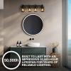 imageSylvania 28quot Vanity Light with 90 Lm Integrated Nightlight 4Bulb Fixture IndoorBathroomHallway Hardwired Black Matte Finish  1 Pack 63583