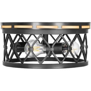 imageSylvania 13quot FlushSemiFlush Fixture with 90 Lm Integrated Nightlight 3Bulb Light Hardwire Indoor Black Matte Finish  1 Pack 63584