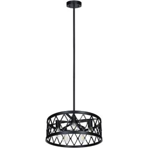 imageSylvania 18quot Pendant Round Light Fixture 5Bulb Adjustable Height Hardwire with Accessories Black Matte Finish  1 Pack 63590