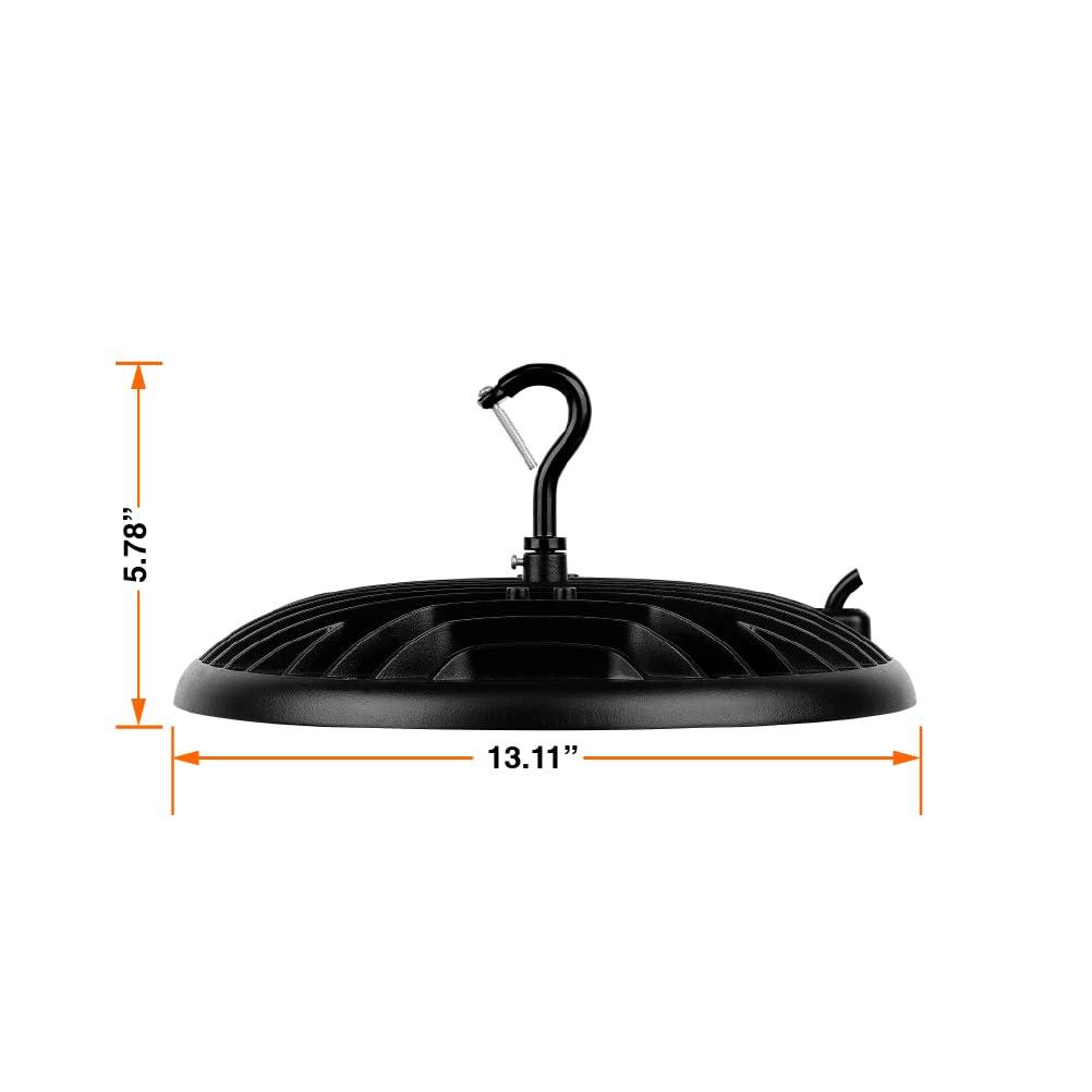 imageSylvania ValueLED UFO High Bay LED Luminaire 200W 22000 LMS 80 CRI 5000K Daylight Black 120V with 6 CordPlug UL Listed 6 Pack 67261
