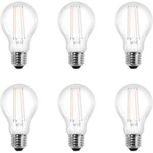 imageSylvania A19 Clear LED White Filament Bulb 65W Dimmable 800 LMS Medium Base 2700K Soft White  6 Pack 42640