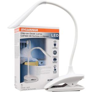 imageSylvania USBPowered ClipOn Portable LED Desk LampReading Light Dimmable Cool White Tap Turn OnOff Batteries Included  1 Pack 64994Cool White