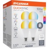 image:imageSylvania QuickSync RGBWSelectable White A19 LED Light Bulb with Remote Control No AppWiFi Required 9W  60W Dimmable 90 CRI Medium Base Frosted Finish  4 Pack 45047A21  4 Pack