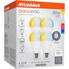image:imageSylvania QuickSync RGBWSelectable White A19 LED Light Bulb with Remote Control No AppWiFi Required 9W  60W Dimmable 90 CRI Medium Base Frosted Finish  4 Pack 45047A19  4 Pack