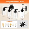 image:imageSylvania 1823 Bathroom Light Fixture with 3 Clear Glass Shade Iron with Black Finish E26 Medium Base Vanity Lights for Bathrooms Foyers Entryways  1 Pack 679043 light