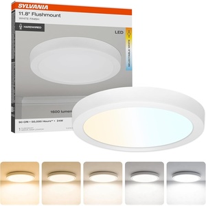 image:imageSylvania 12 Flush Mount LED Fixture 24W 5 Color Select 2700K  5000K 90 CRI 1600 LMS Hardwired White  4 Pack 67376White