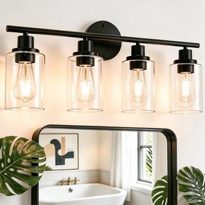 image:imageLEDVANCE Sylvania Bathroom Light Fixture with 1 Clear Glass Shade Iron with Black Finish E26 Medium Base Vanity Lights for Bathrooms Foyers Entryways  2 Pack 679704 light
