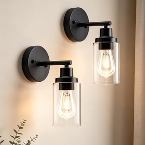 image:imageLEDVANCE Sylvania Bathroom Light Fixture with 1 Clear Glass Shade Iron with Black Finish E26 Medium Base Vanity Lights for Bathrooms Foyers Entryways  2 Pack 679701 light