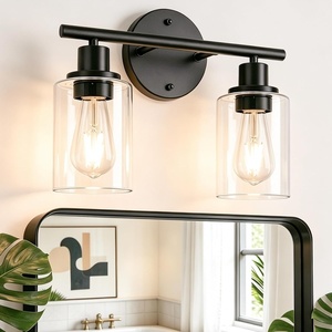 image:imageLEDVANCE Sylvania Bathroom Light Fixture with 1 Clear Glass Shade Iron with Black Finish E26 Medium Base Vanity Lights for Bathrooms Foyers Entryways  2 Pack 679702 light